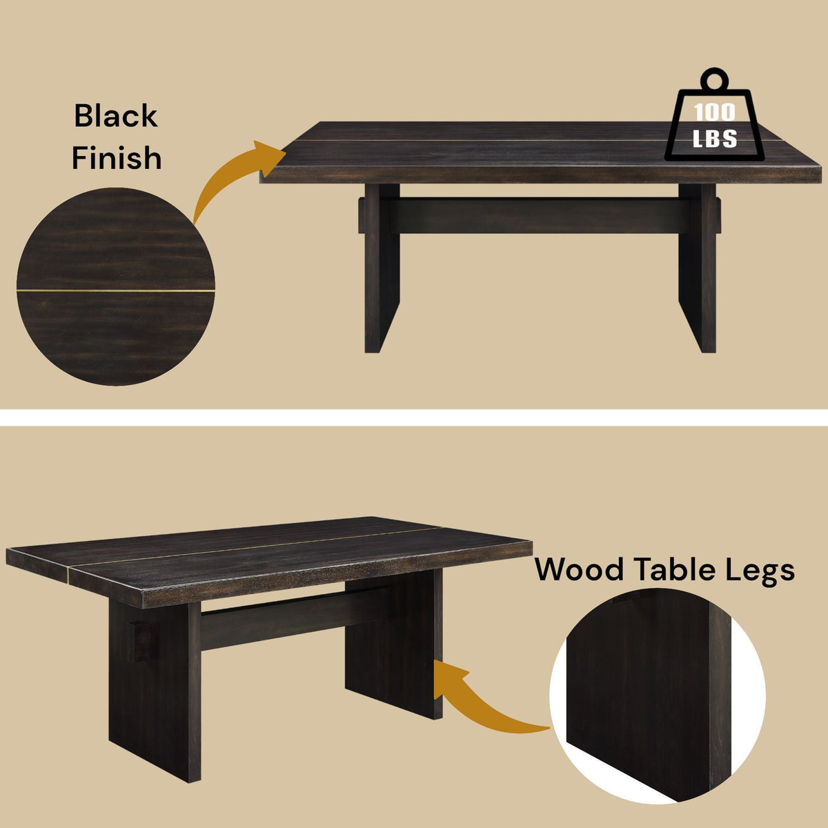 Jaramillo 7 Piece Dining Room Set with Wood & Chenille - Gold / Rustic Espresso