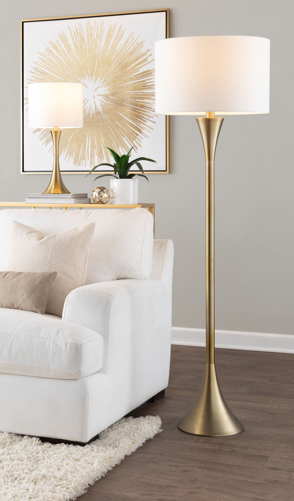 Contemporary Floor Lamp with 3-Way Switch - Gold, Black, or Bronze