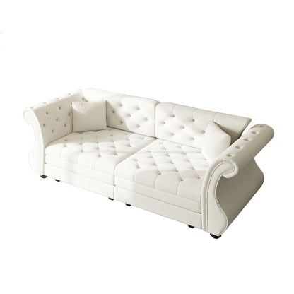 Oversized Chesterfield Pull Out Sofa Bed, Roll Arm Couch