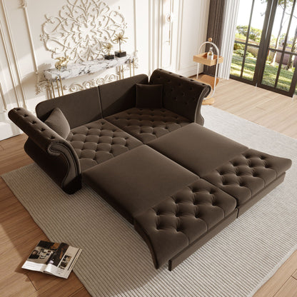 Oversized Chesterfield Pull Out Sofa Bed, Roll Arm Couch