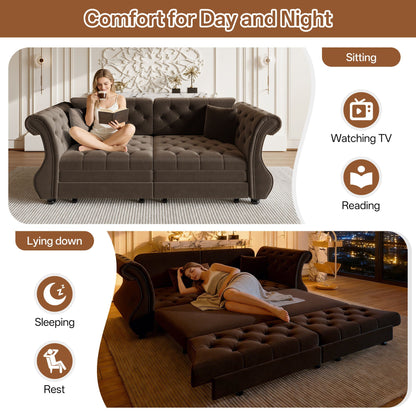 Oversized Chesterfield Pull Out Sofa Bed, Roll Arm Couch