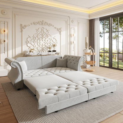 Oversized Chesterfield Pull Out Sofa Bed, Roll Arm Couch