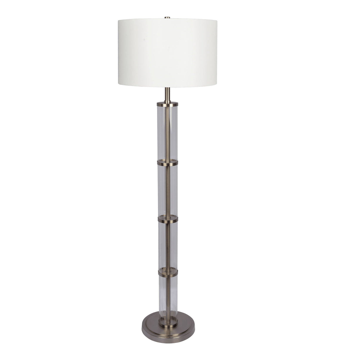 Nimbus Floor Lamp With 3-Way Rotary Switch Clear Body Base - Silver Gray / White