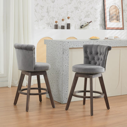 26" Counter Height Bar Stools with 360° Swivel - Gray