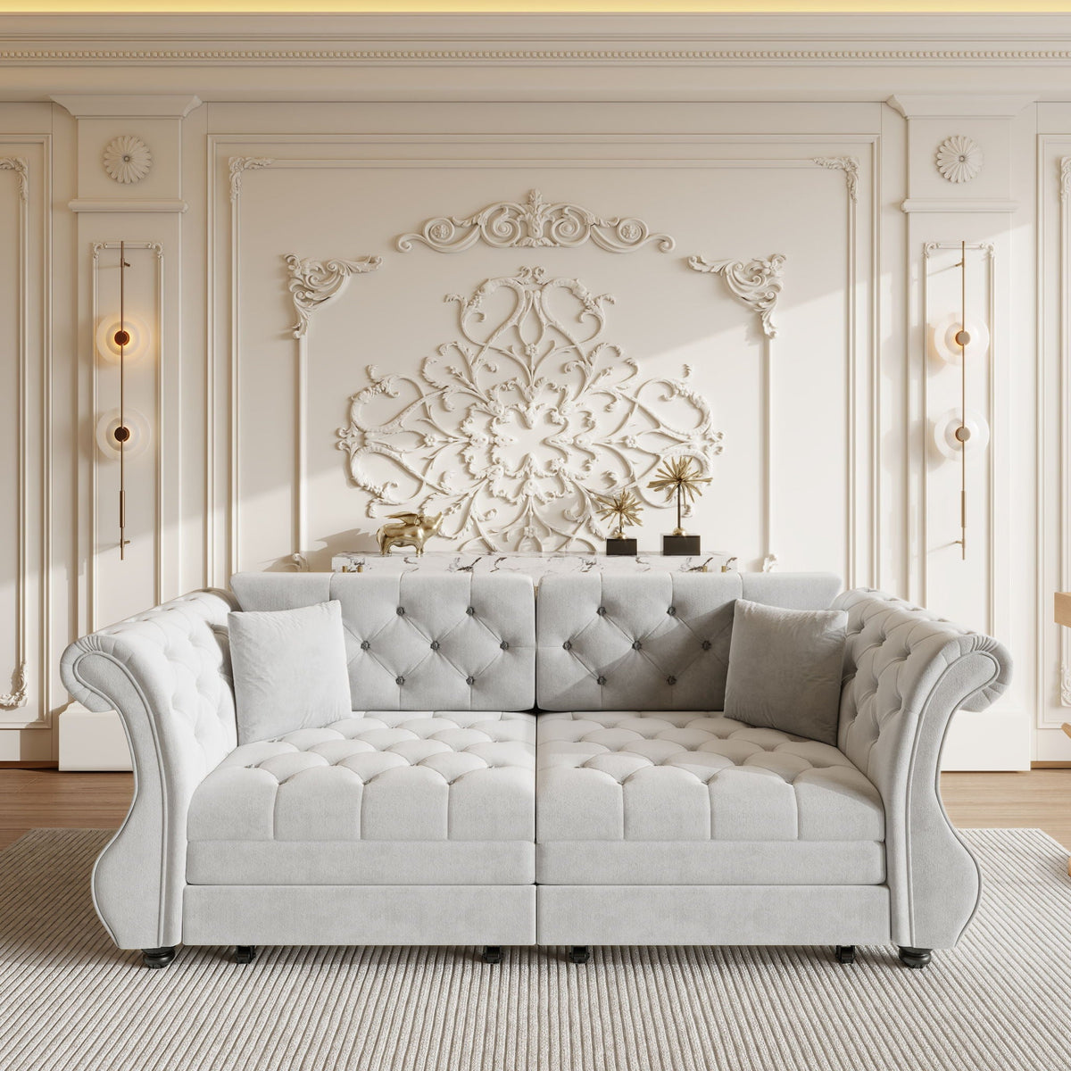 Oversized Chesterfield Pull Out Sofa Bed, Roll Arm Couch