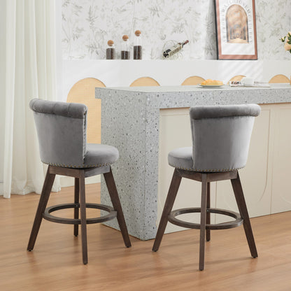 26" Counter Height Bar Stools with 360° Swivel - Gray