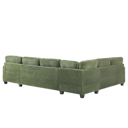 Upholstered U-Shaped Sectional Sofa with Movable Ottoman and Storage Pockets - Multiple Colors