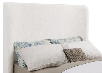Nala Eastern King Bouclé Upholstered Platform Bed Cream