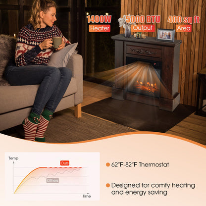 1400W TV Stand Electric Fireplace Mantel with Remote Control