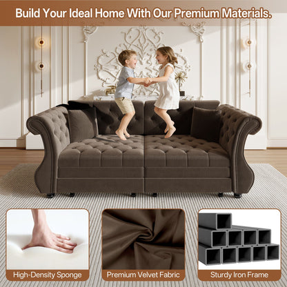 Oversized Chesterfield Pull Out Sofa Bed, Roll Arm Couch