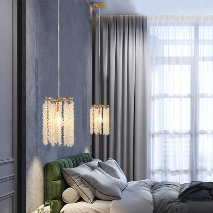 Crystal Pendant Lights Set of 3 | Luxury Waterfall Bead Design, Gold Finish Chandelier for Kitchen Island