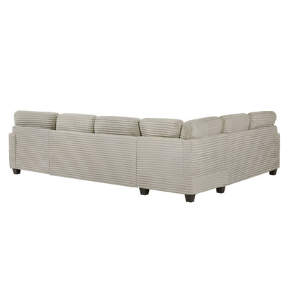 Upholstered U-Shaped Sectional Sofa with Movable Ottoman and Storage Pockets - Multiple Colors