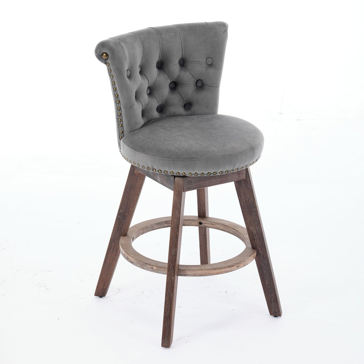 26" Counter Height Bar Stools with 360° Swivel - Gray