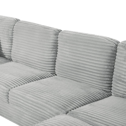 Upholstered U-Shaped Sectional Sofa with Movable Ottoman and Storage Pockets - Multiple Colors