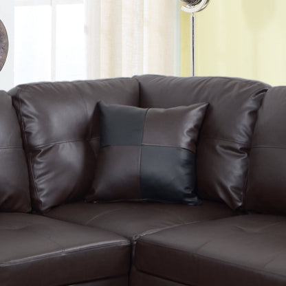 3 PC Sectional Sofa Set - Brown Faux Leather
