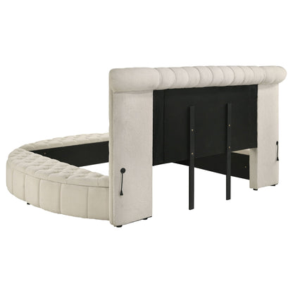 Sonya 5-piece Upholstered Eastern King Bedroom Set Ivory