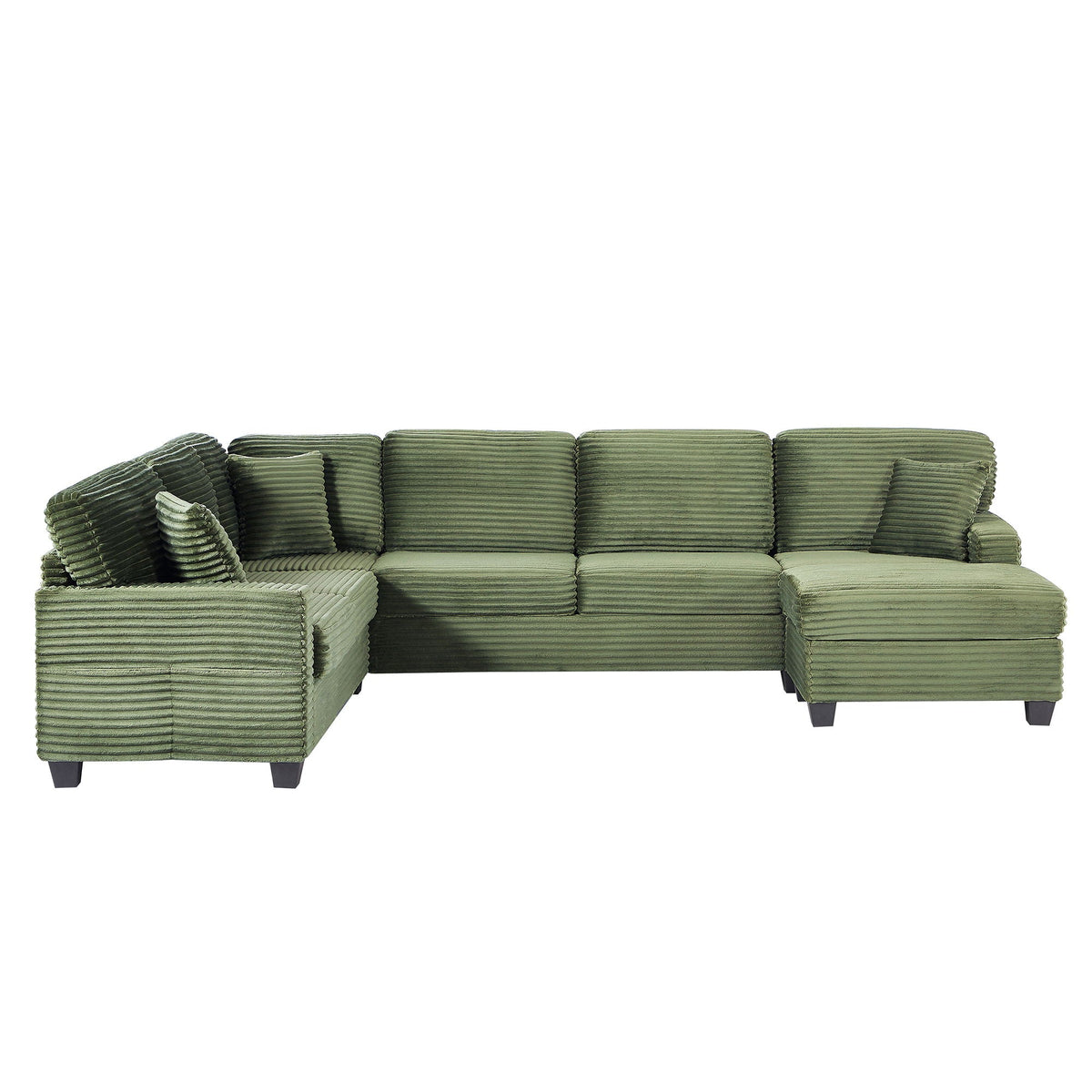 Upholstered U-Shaped Sectional Sofa with Movable Ottoman and Storage Pockets - Multiple Colors