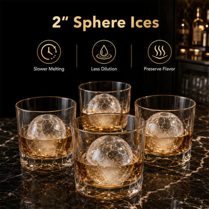 Countertop Ice Ball Maker - 2 Inch Spheres, 150 Daily Capacity