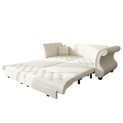 Oversized Chesterfield Pull Out Sofa Bed, Roll Arm Couch
