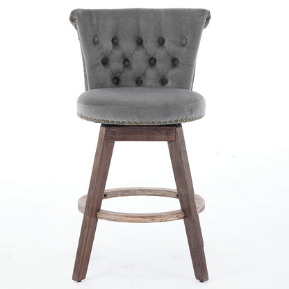 26" Counter Height Bar Stools with 360° Swivel - Gray