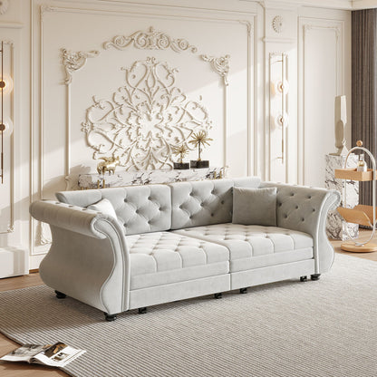Oversized Chesterfield Pull Out Sofa Bed, Roll Arm Couch