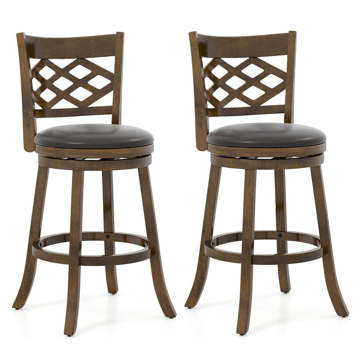 26 Inch Counter Height Bar Stools Set of 2 with Rubber Wood Frame