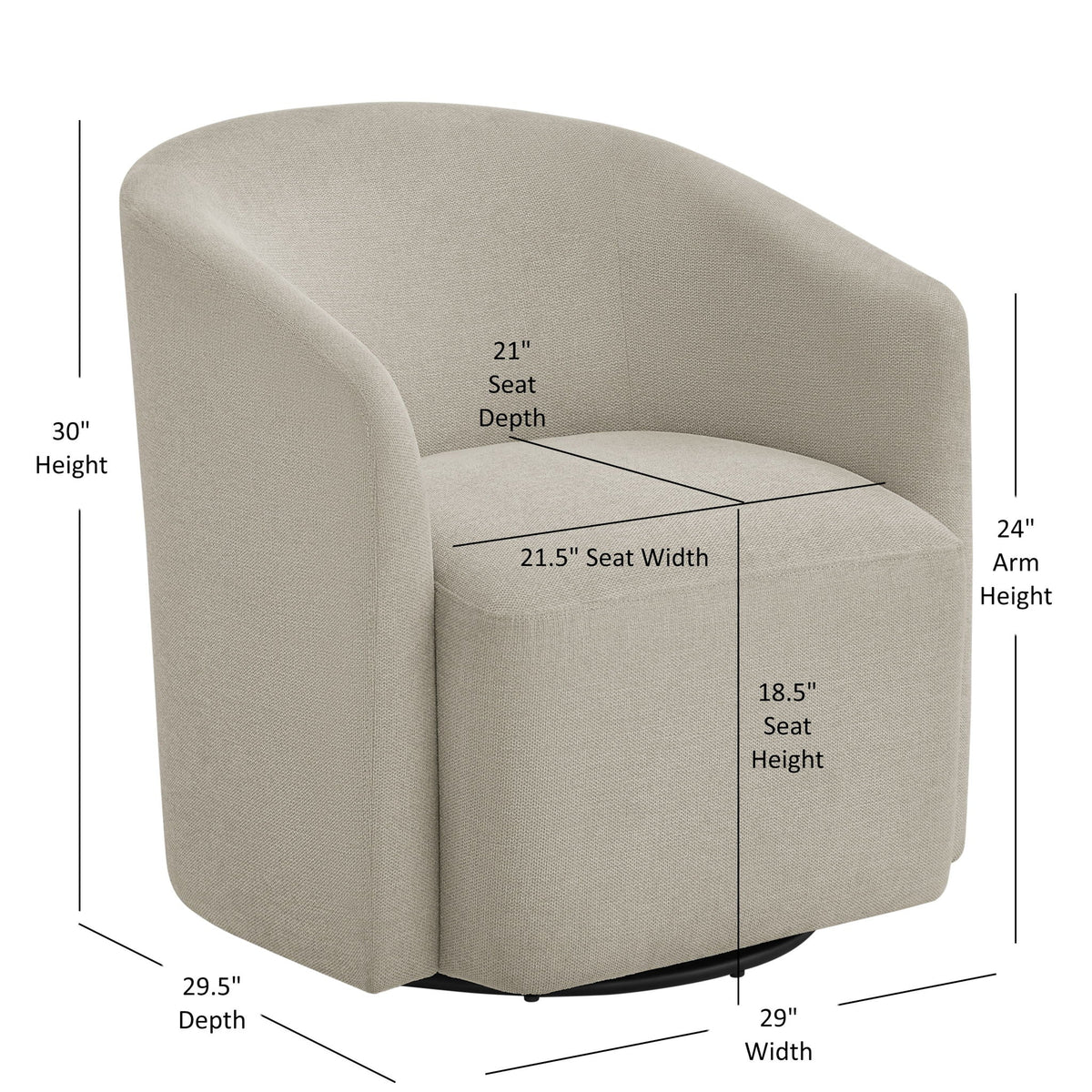 Ardena Modern Swivel Barrel Chair with Pocket Coil Seat - Multiple Colors
