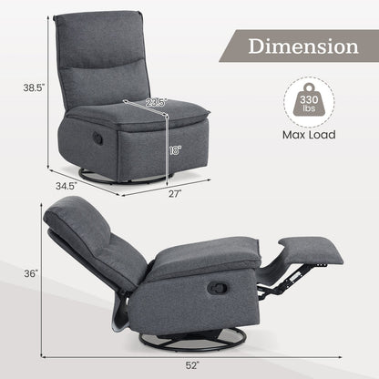 360° Swivel Rocking Chair with Cushioned Back for Living Room