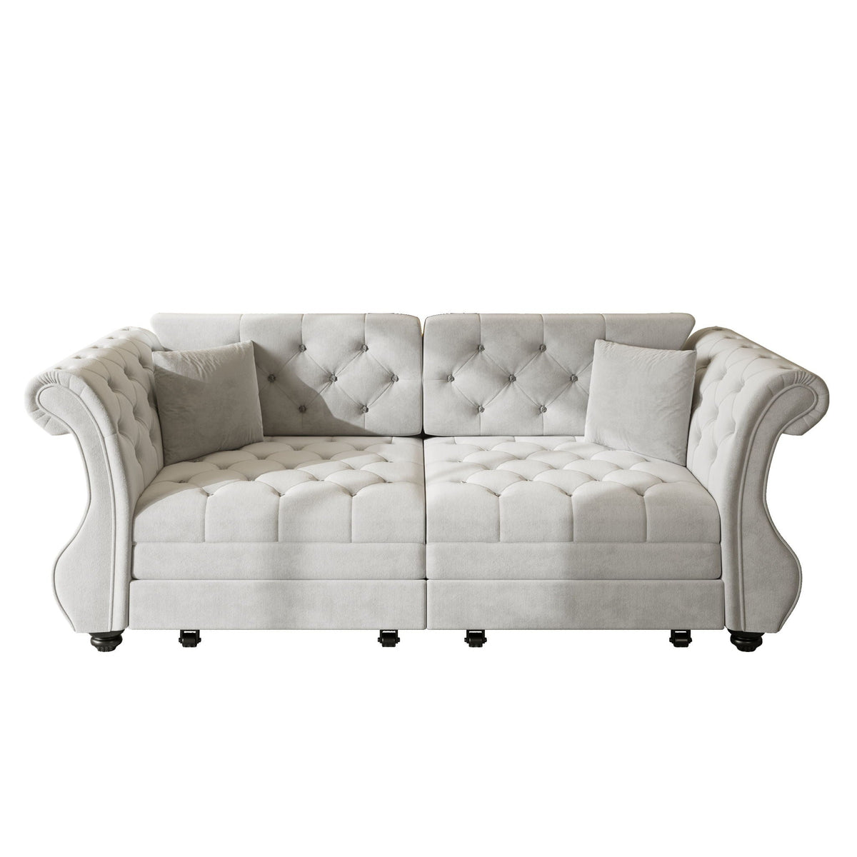 Oversized Chesterfield Pull Out Sofa Bed, Roll Arm Couch