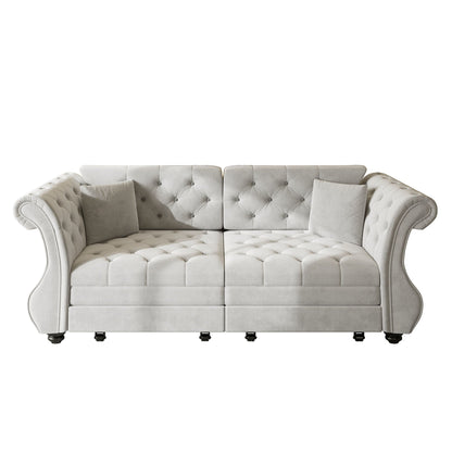 Oversized Chesterfield Pull Out Sofa Bed, Roll Arm Couch