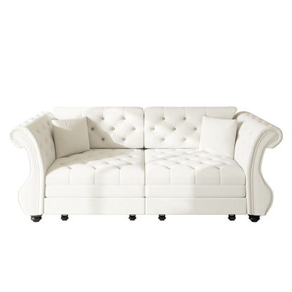Oversized Chesterfield Pull Out Sofa Bed, Roll Arm Couch