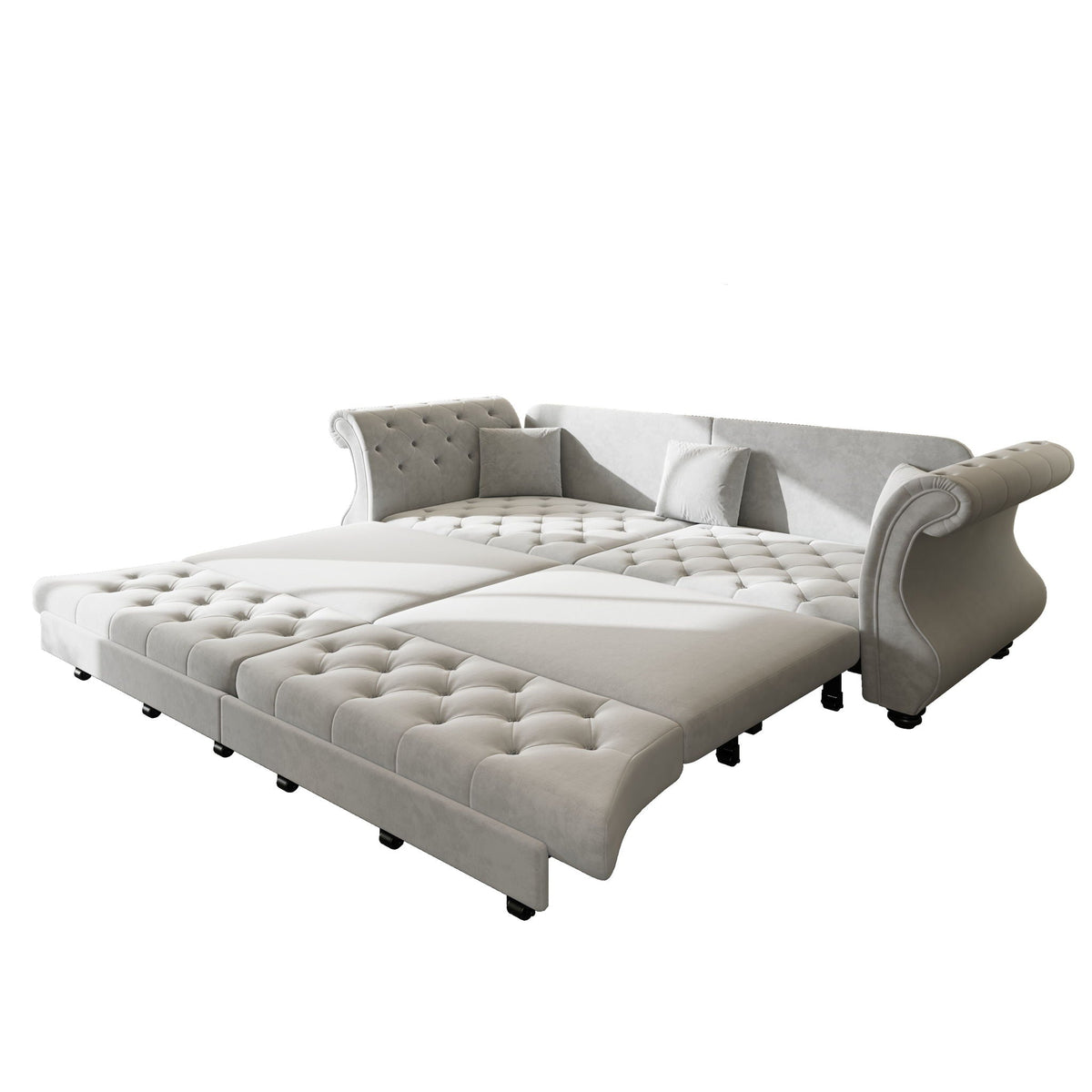 Oversized Chesterfield Pull Out Sofa Bed, Roll Arm Couch