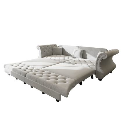 Oversized Chesterfield Pull Out Sofa Bed, Roll Arm Couch