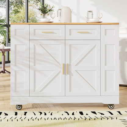 Kitchen Island On Wheels, Rolling Island Cart With 2 Drawers And Double-Sided Storage Racks, Storage Cabinet With Foldable Worktop, Mobile Carts, Portable Trolley For Home And Kitchen, White