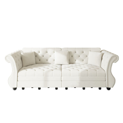 Oversized Chesterfield Pull Out Sofa Bed, Roll Arm Couch