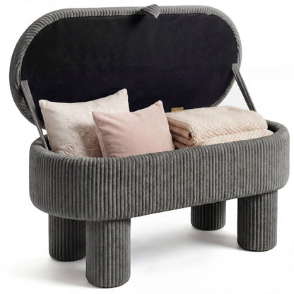 42 Inch Storage Ottoman Bench Corduroy Fabric Upholstered Foot Stool