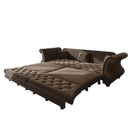 Oversized Chesterfield Pull Out Sofa Bed, Roll Arm Couch