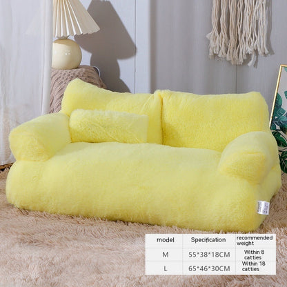 Luxury Plush Pet Sofa Bed with Pillow — 3 Colors, 4 Sizes