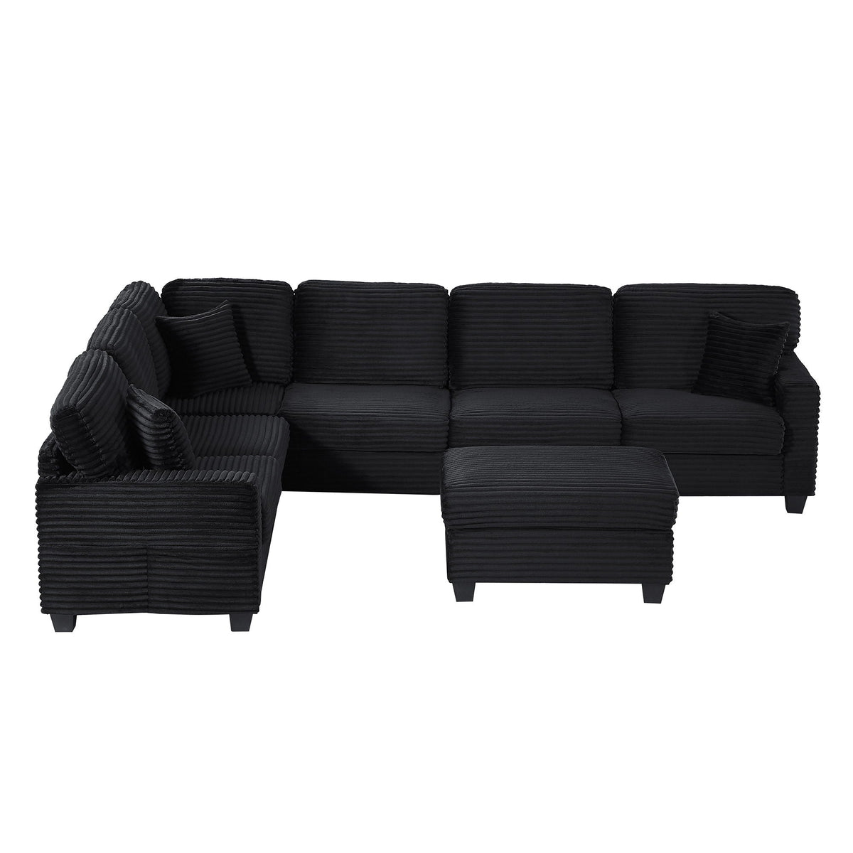 Upholstered U-Shaped Sectional Sofa with Movable Ottoman and Storage Pockets - Multiple Colors