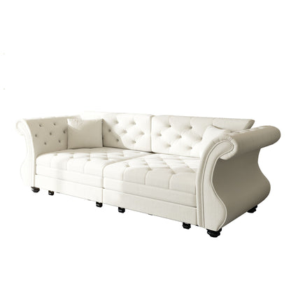 Oversized Chesterfield Pull Out Sofa Bed, Roll Arm Couch