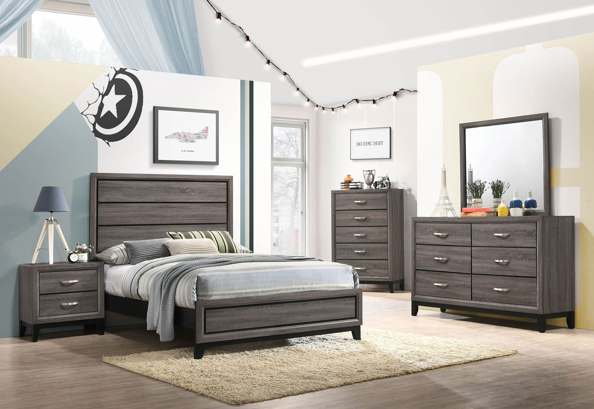 Watson Five-piece Full Bedroom Set Grey Oak