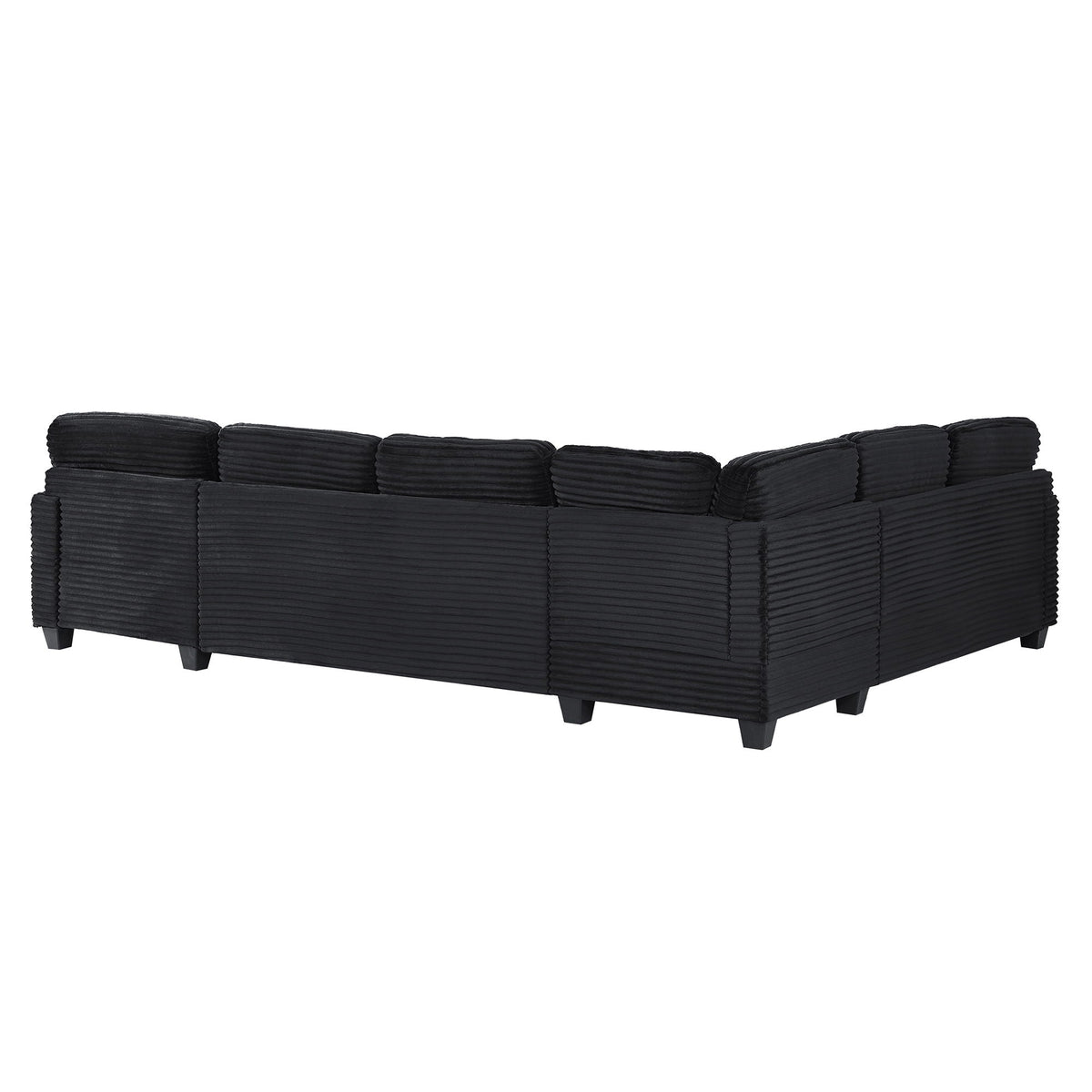 Upholstered U-Shaped Sectional Sofa with Movable Ottoman and Storage Pockets - Multiple Colors