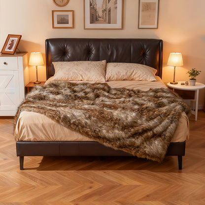 540GSM Soft Plush Fuzzy Luxury Faux Raccoon Fur Blanket for Bed-M