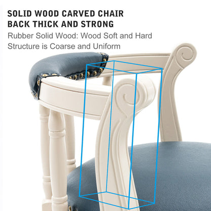 Wooden Bar Stool with Swivel and Full Back - White or Blue