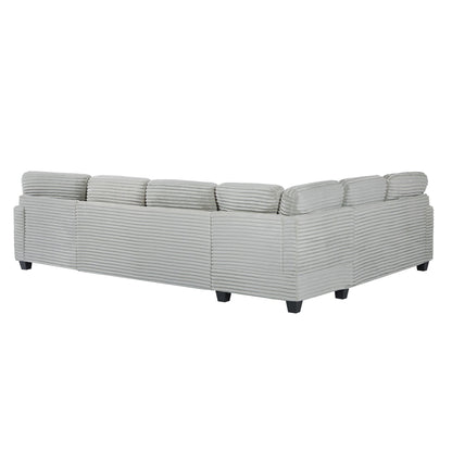 Upholstered U-Shaped Sectional Sofa with Movable Ottoman and Storage Pockets - Multiple Colors