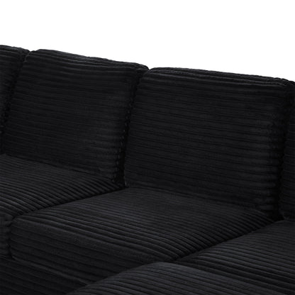 Upholstered U-Shaped Sectional Sofa with Movable Ottoman and Storage Pockets - Multiple Colors