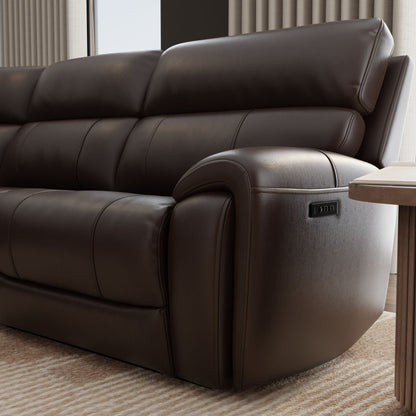Power Sectional with Adjustable Headrest & Footrest - Dark Brown Leather