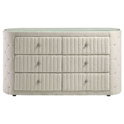 Sonya 6-drawer Upholstered Bedroom Dresser Ivory