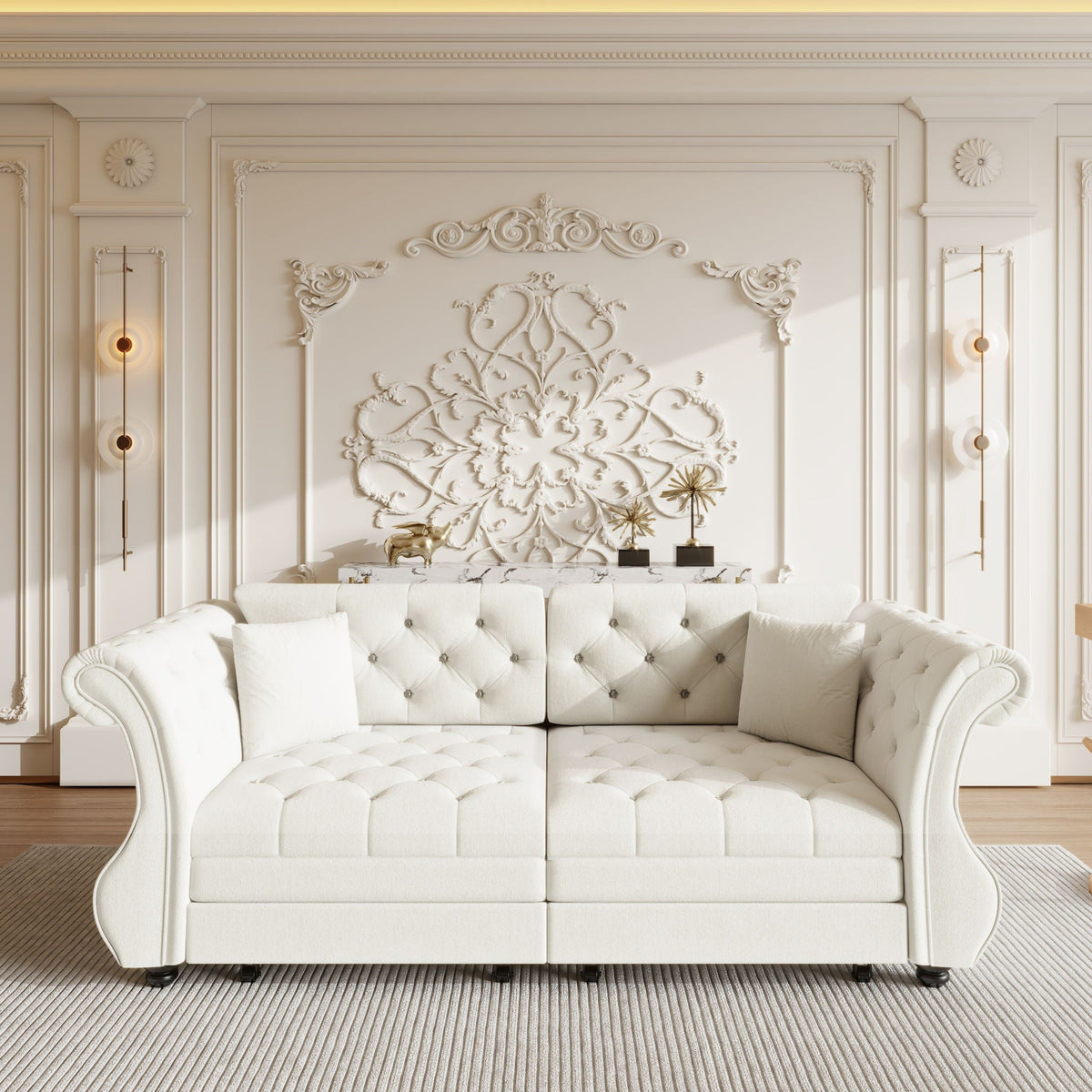 Oversized Chesterfield Pull Out Sofa Bed, Roll Arm Couch