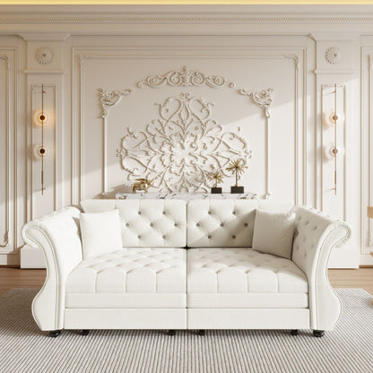 Oversized Chesterfield Pull Out Sofa Bed, Roll Arm Couch